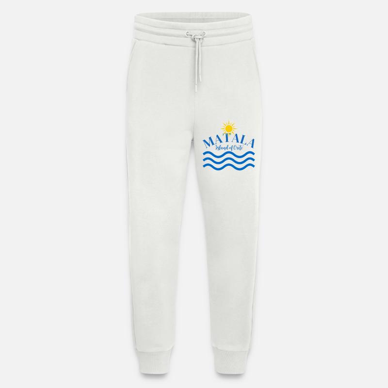 Matala Crète ondule le Soleil Logo - Pantalon de jogging bio décontracté fabriqué en UE - OFF WHITE
