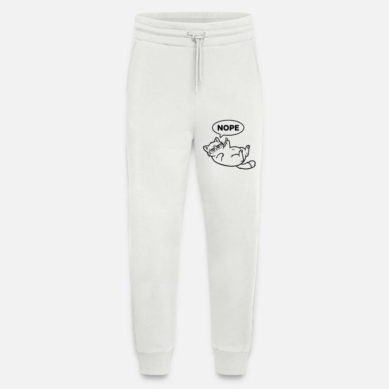 Katze Mittelfinger Nope Outline - Jogginghose - made by SPREAD - OFF WHITE