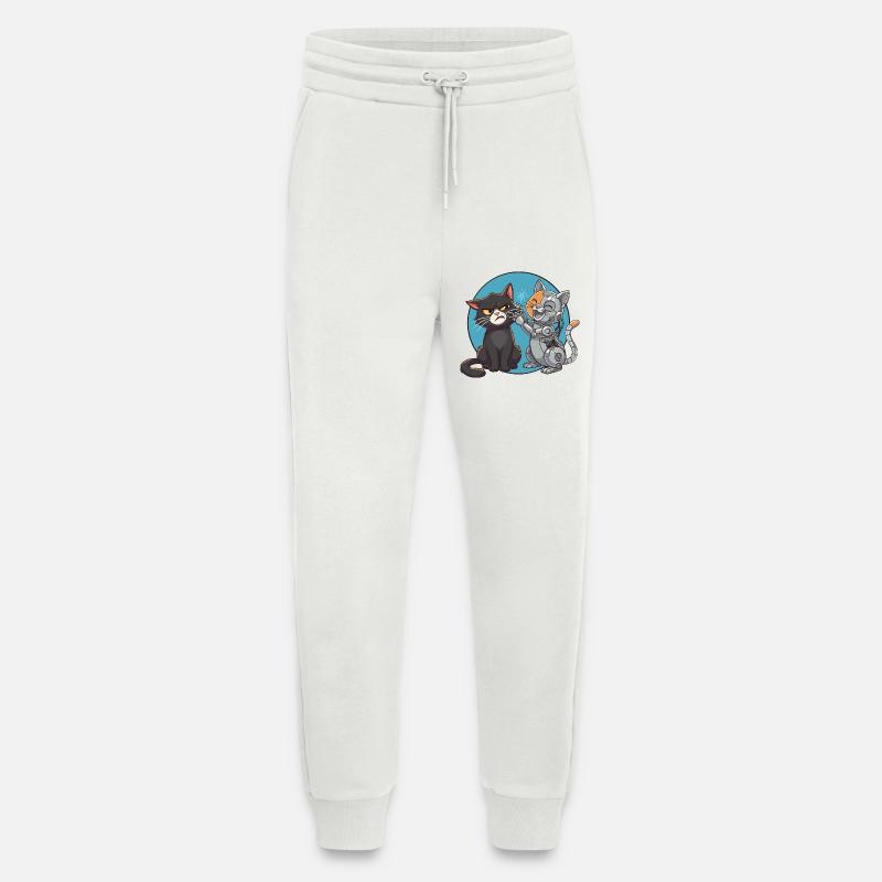 Neugierige Katze und Roboter - Jogginghose - made by SPREAD - OFF WHITE