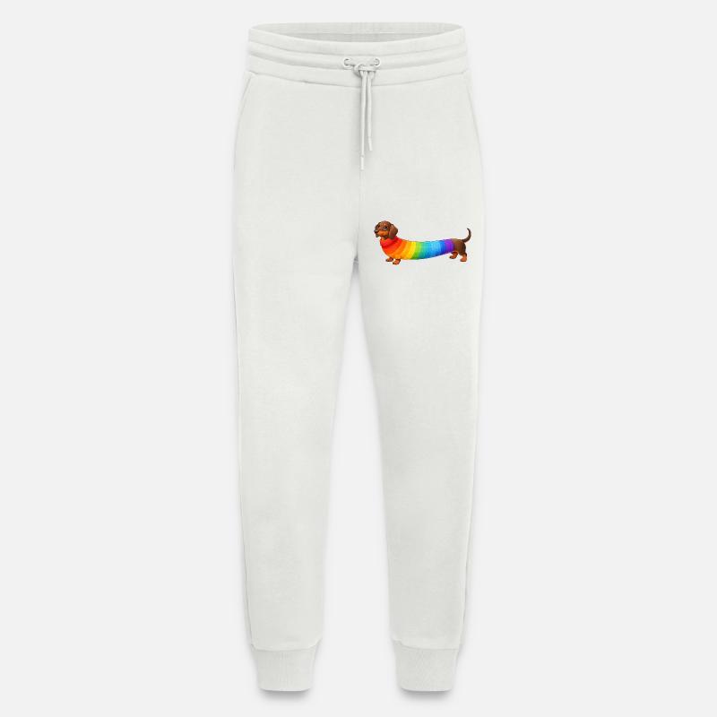 Dackel mit Regenbogen Pullover  - Jogginghose - made by SPREAD - OFF WHITE