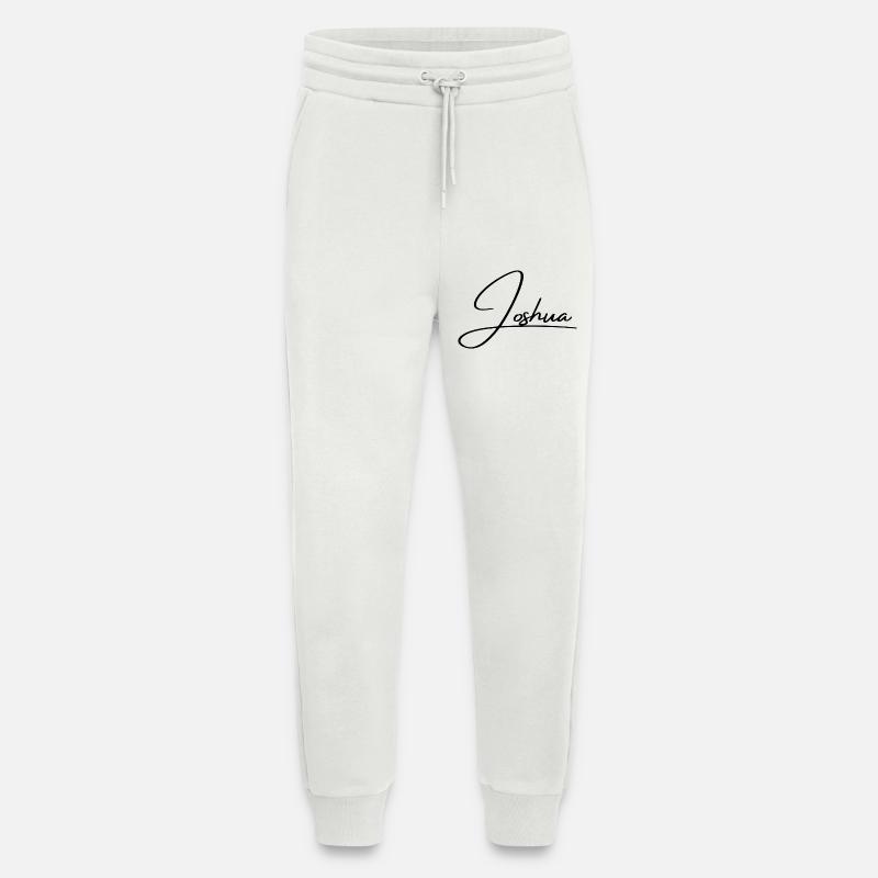 Joshua Name - Elegant Cursive Script - Jogging Pants - made by SPREAD  - OFF WHITE