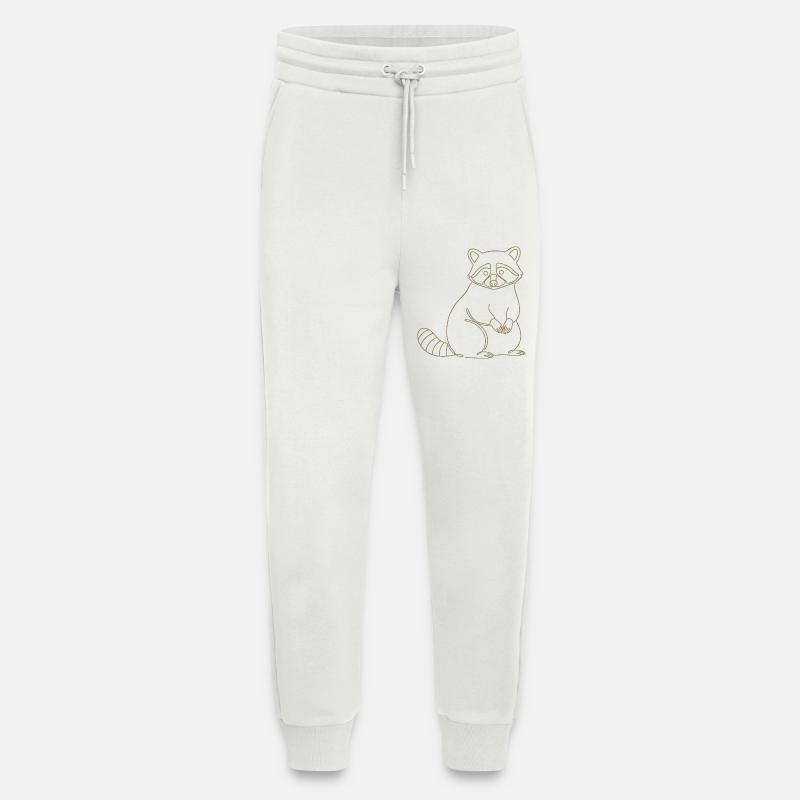 Silhouette de raton laveur mignon, minimaliste - Pantalon de jogging bio décontracté fabriqué en UE - OFF WHITE