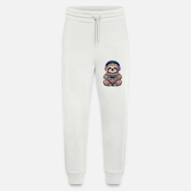  Faultier Gamer Mit Controller Und Bunter - Jogginghose - made by SPREAD - OFF WHITE