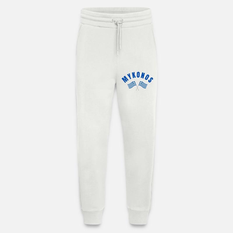 Drapeaux grecs de Mykonos - Pantalon de jogging bio décontracté fabriqué en UE - OFF WHITE