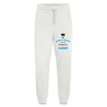 Cadeau naissance bébé garçon Juillet Beaux Gosses - Pantalon de jogging bio décontracté fabriqué en UE - OFF WHITE - Devant