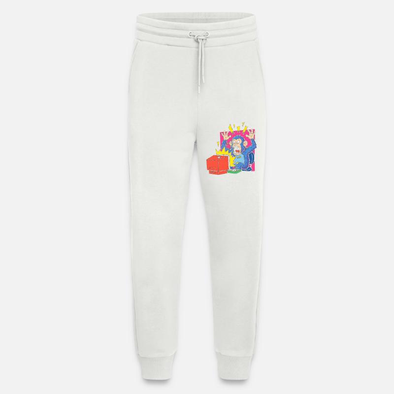 Monkey alarm on the computer - Jogging Pants - made by SPREAD  - OFF WHITE