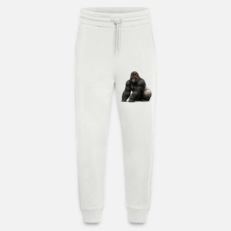 Gorilla Dyreliv Dyr - Organic Relaxed joggebukse produsert i EU - OFF WHITE
