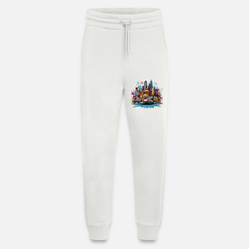 Bunte Stadtsilhouette mit Autos - Jogginghose - made by SPREAD - OFF WHITE