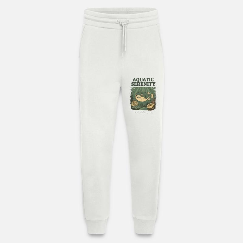 Aquatic Serenity Puffer Fish - Jogging Pants - made by SPREAD - OFF WHITE