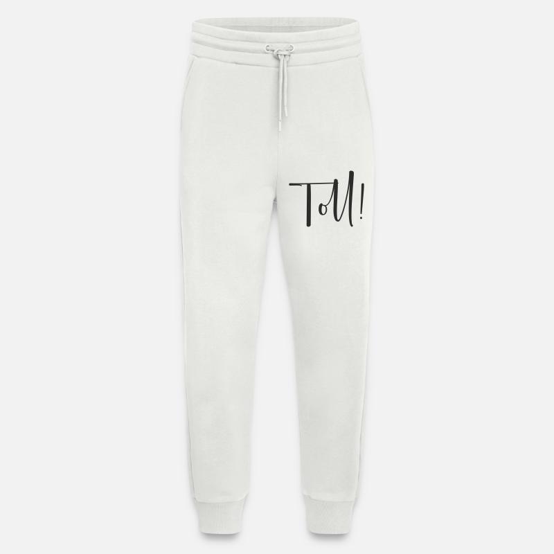 Great – Conception de texte calligraphique - Pantalon de jogging bio décontracté fabriqué en UE - OFF WHITE