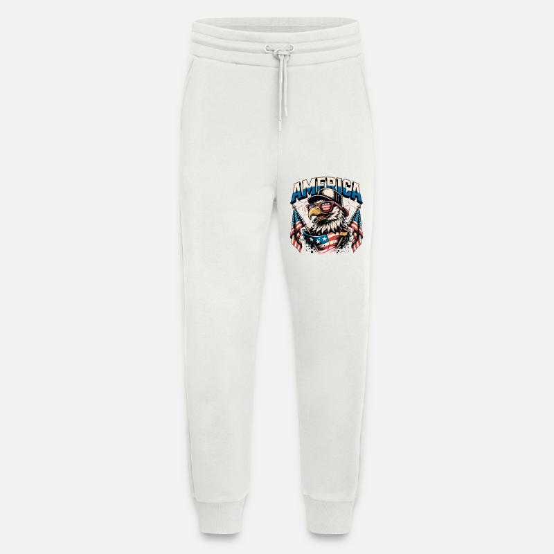 Patriotic Eagle with Flags - Jogging Pants - made by SPREAD  - OFF WHITE