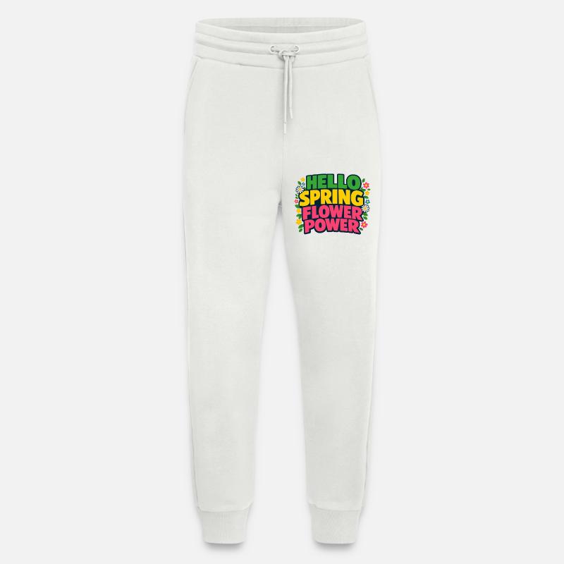 Hello Spring Flower Power Spring Saying - Jogging Pants - made by SPREAD  - OFF WHITE