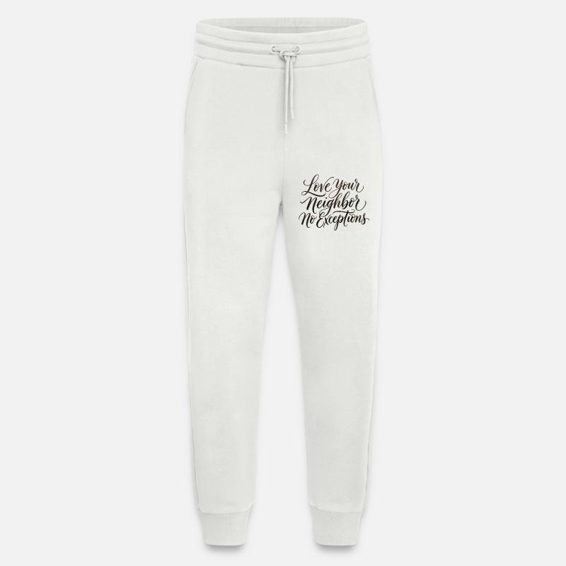 Aimez votre prochain — sans exception — chrétien - Pantalon de jogging bio décontracté fabriqué en UE - OFF WHITE