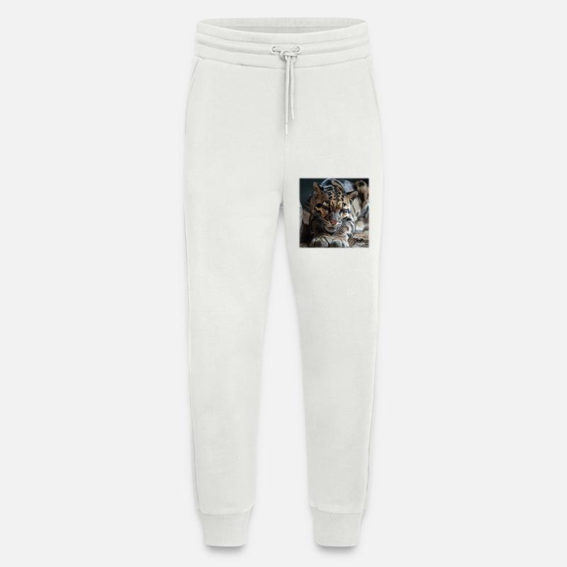 Clouded leopard resting pose Expressive wildcat - Jogging Pants - made by SPREAD  - OFF WHITE