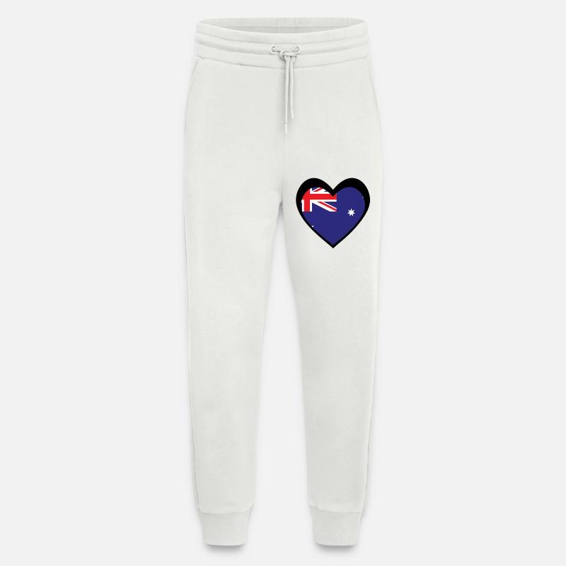 Black Aussie Heart – Bold Modern Australia - Pantalon de jogging bio décontracté fabriqué en UE - OFF WHITE