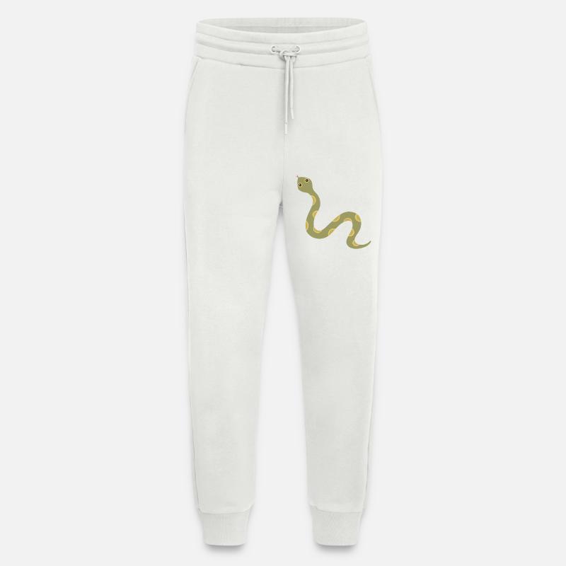 Olive Patterned Snake Illustration - Jogging Pants - made by SPREAD  - OFF WHITE