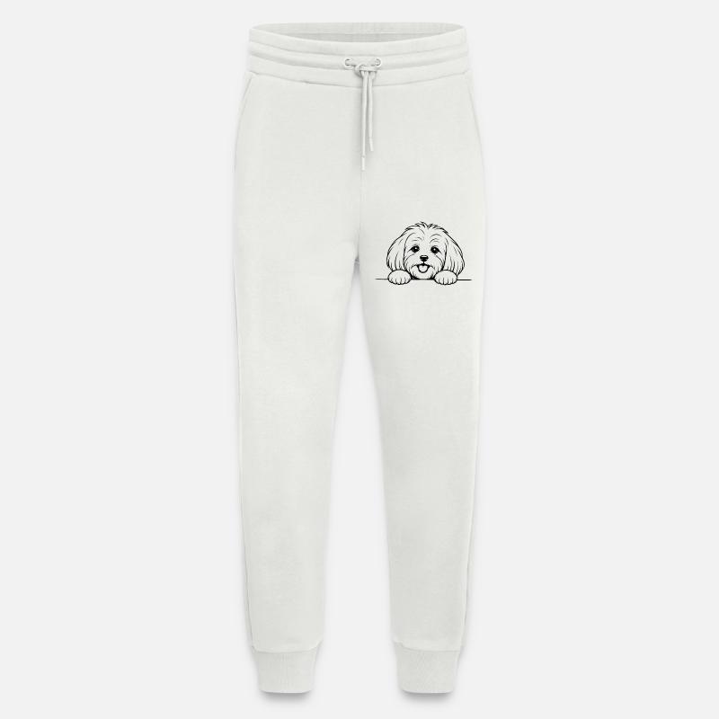 Malteser_Hund_mit_Pfoten_schwarz - Jogging Pants - made by SPREAD  - OFF WHITE