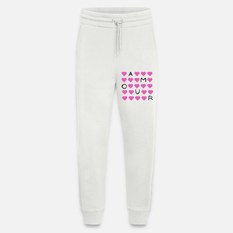 Pink Heart Grid Pattern - Jogging Pants - made by SPREAD - OFF WHITE