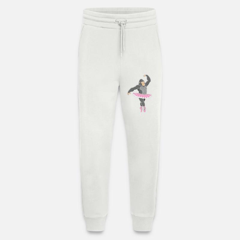 Gorille en tutu rose dansant - Pantalon de jogging bio décontracté fabriqué en UE - OFF WHITE