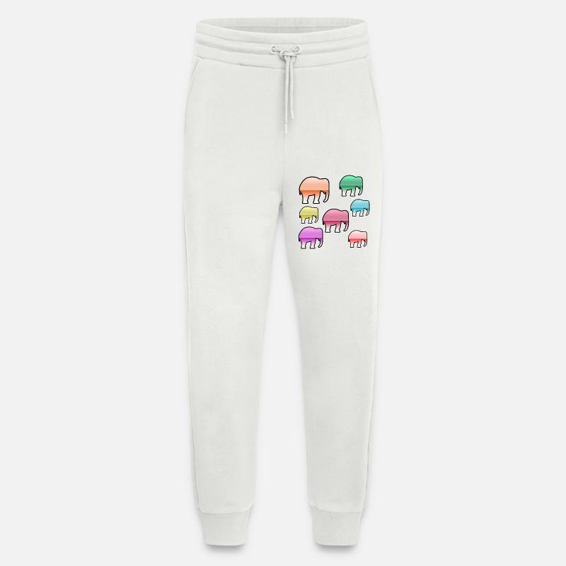 Éléphants - Pantalon de jogging bio décontracté fabriqué en UE - OFF WHITE