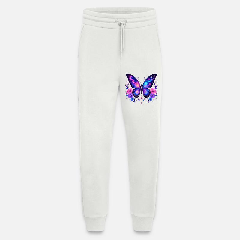 Galaxy Butterfly with Flowers - Jogging Pants - made by SPREAD  - OFF WHITE