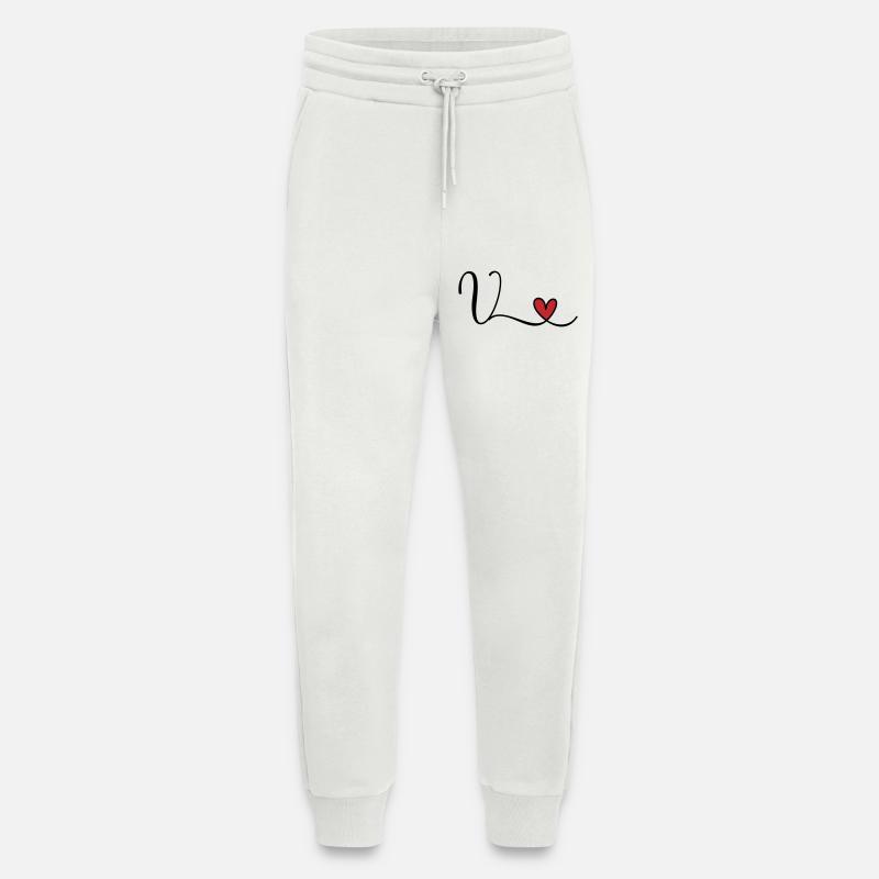 Buchstabe V Monogramm Initiale Herz - Jogginghose - made by SPREAD - OFF WHITE