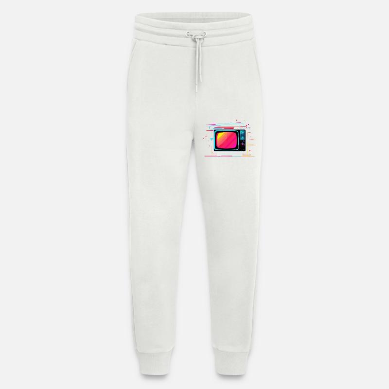 TV Synthwave - Pantalon de jogging bio décontracté fabriqué en UE - OFF WHITE
