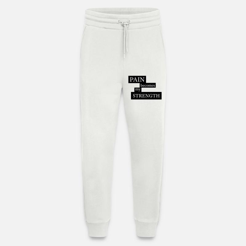 La douleur devient ma force - Pantalon de jogging bio décontracté fabriqué en UE - OFF WHITE