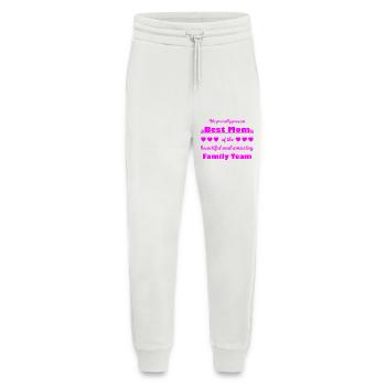 Meilleure équipe de maman – Family Joy Pink - Pantalon de jogging bio décontracté fabriqué en UE - OFF WHITE - Devant