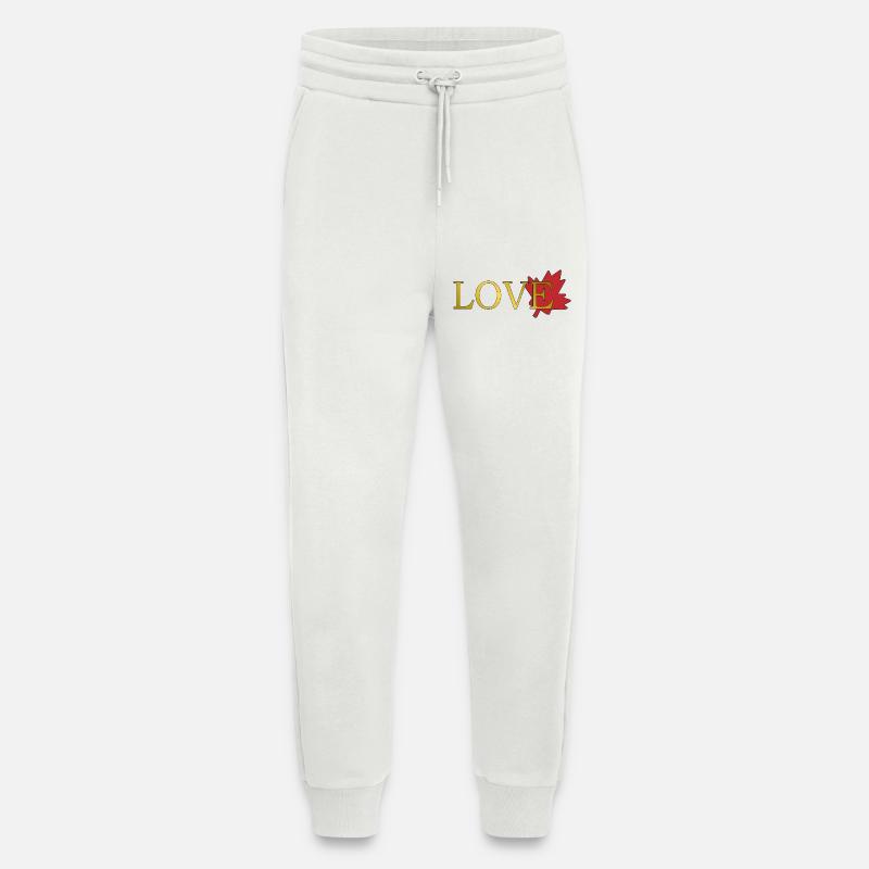 Amour Feuille d'érable du canada - Pantalon de jogging bio décontracté fabriqué en UE - OFF WHITE