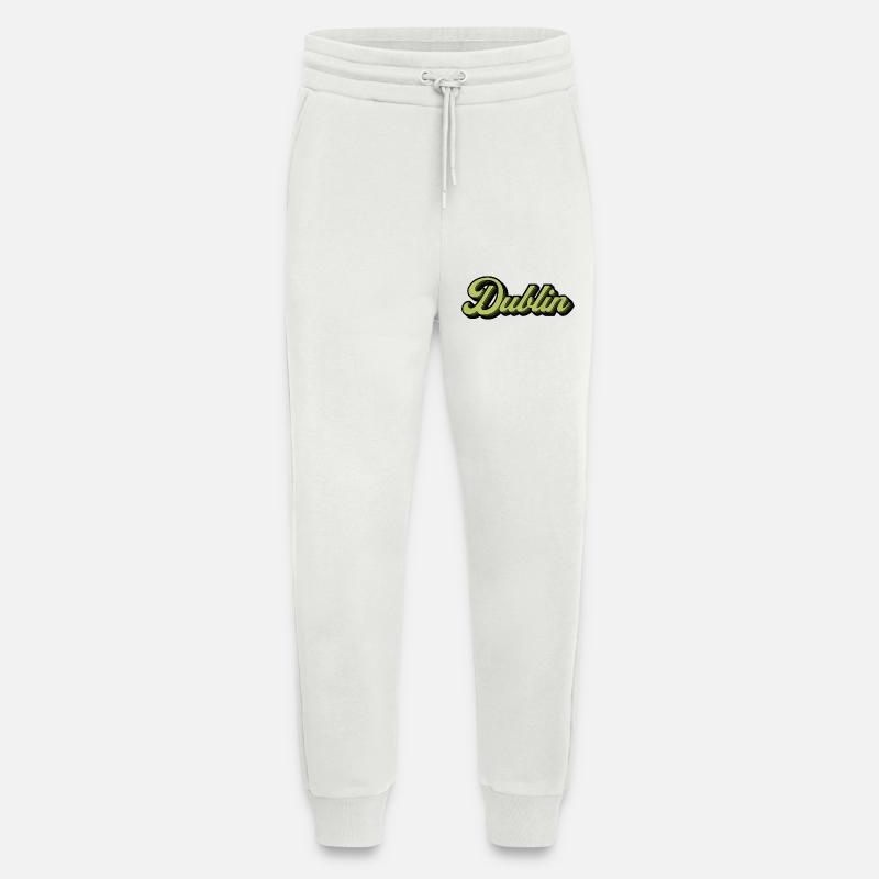 Dublin Retro Script in Lime - Pantalon de jogging bio décontracté fabriqué en UE - OFF WHITE