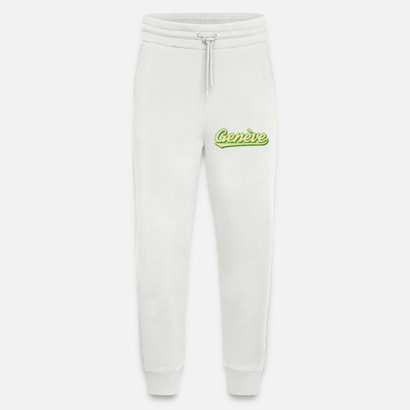 Genève Retro Script Lime - Pantalon de jogging bio décontracté fabriqué en UE - OFF WHITE