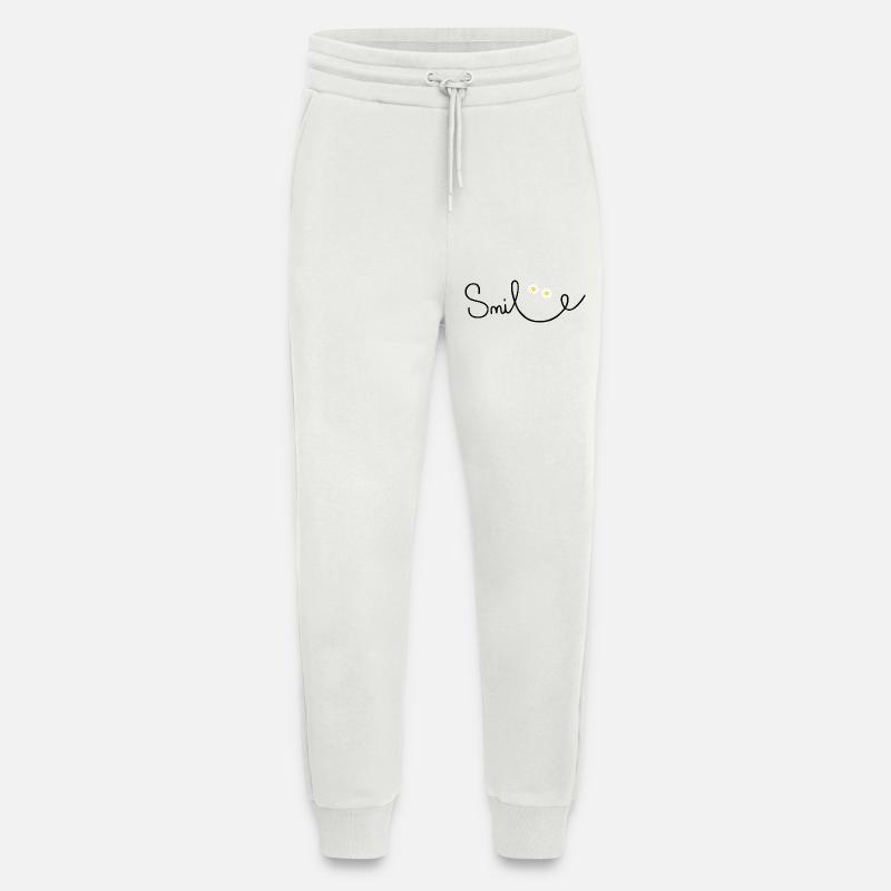Flowery smile in cursive script - Jogging Pants - made by SPREAD  - OFF WHITE