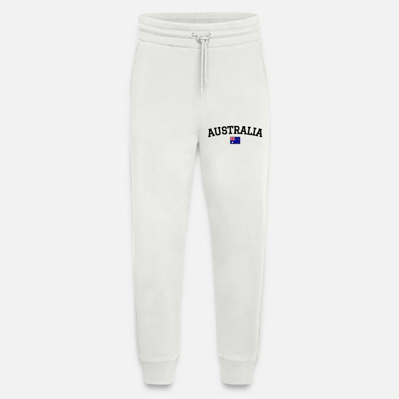 Drapeau australien Noir - Pantalon de jogging bio décontracté fabriqué en UE - OFF WHITE