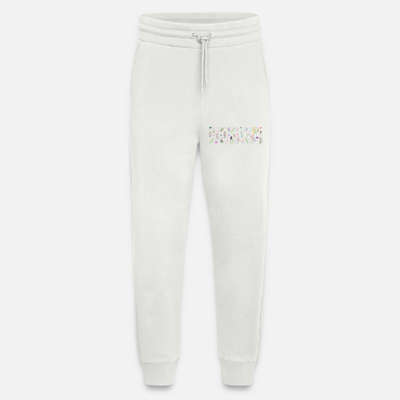 Imprimé botanique Midnight Bloom - Pantalon de jogging bio décontracté fabriqué en UE - OFF WHITE
