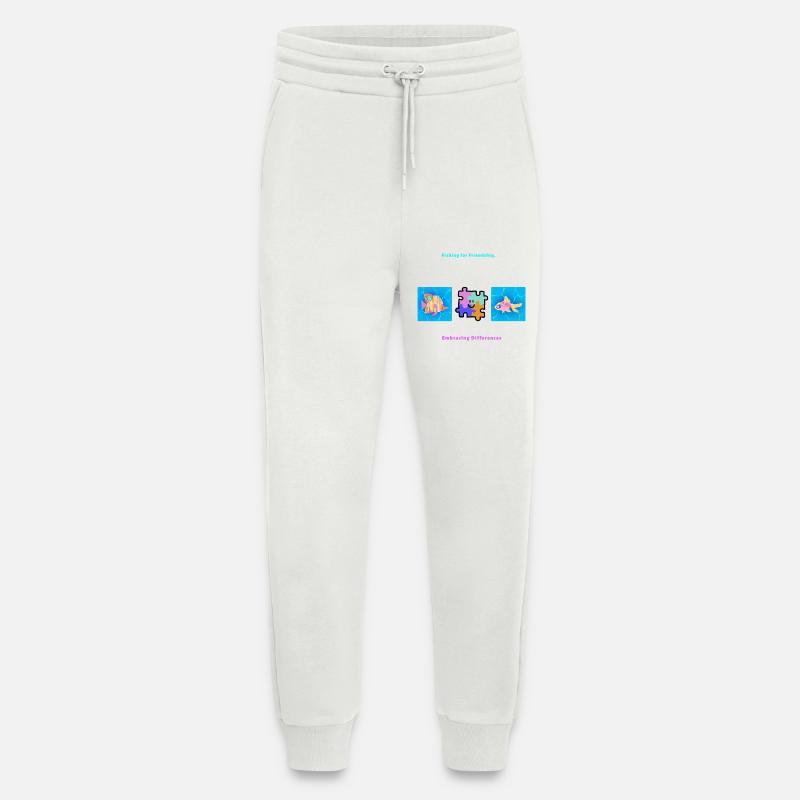Pêcher l’amitié Accepter les différences - Pantalon de jogging bio décontracté fabriqué en UE - OFF WHITE