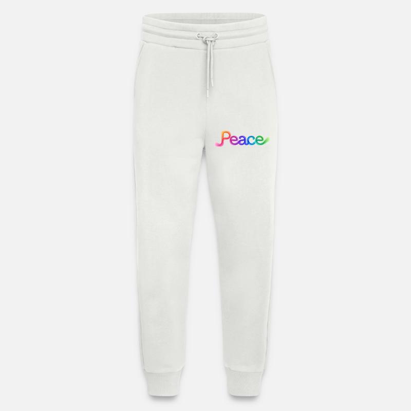 Farbige Peace-Schrift im Pfeildesign - Jogginghose - made by SPREAD - OFF WHITE