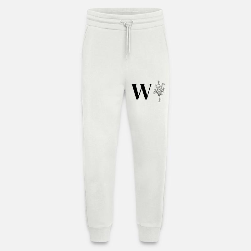 Minimalistisches Blumen-Lette - Jogginghose - made by SPREAD - OFF WHITE