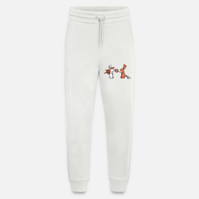 Lapin Ange Conscience Diable Démon Mal Satan Enfer - Pantalon de jogging bio décontracté fabriqué en UE - OFF WHITE