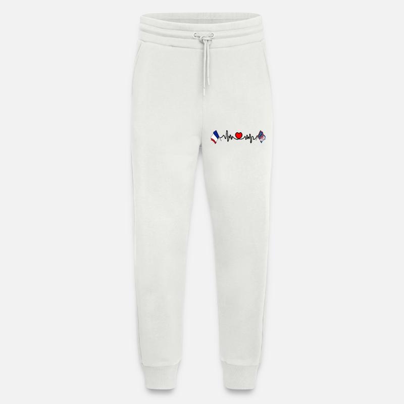 Flaggen links/rechts + Herzschlag mit Herz - Jogginghose - made by SPREAD - OFF WHITE