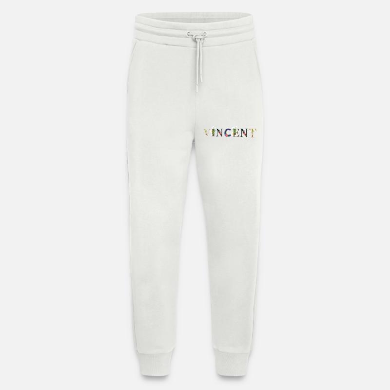 VINCENT Name mit Blumen geschmückt - Jogginghose - made by SPREAD - OFF WHITE