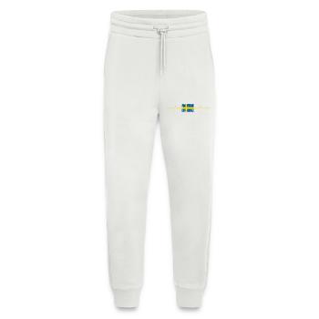 Drapeau de la Suède Heartbeat - Pantalon de jogging bio décontracté fabriqué en UE - OFF WHITE - Devant