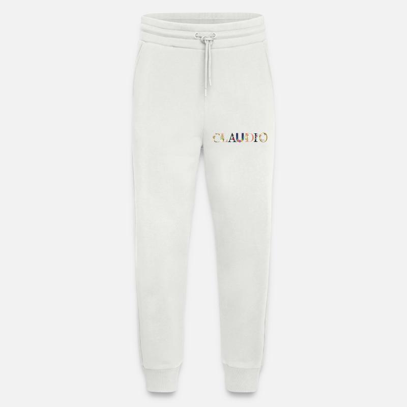 CLAUDIO Name mit Blumen geschmückt - Jogginghose - made by SPREAD - OFF WHITE