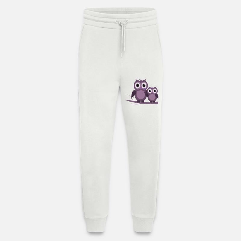 zwei Eulen Lila Pflaume Flieder - Jogginghose - made by SPREAD - OFF WHITE