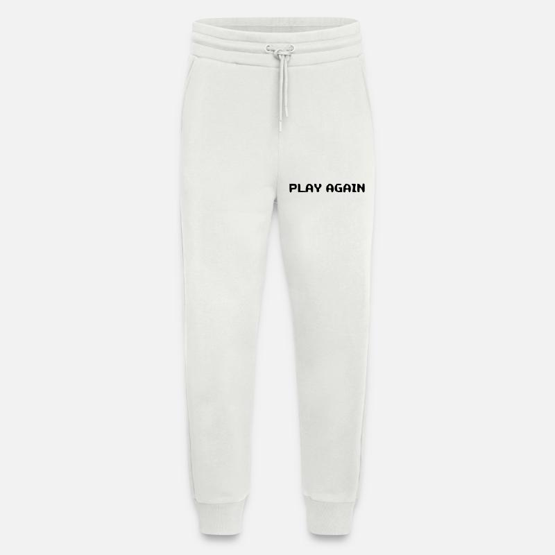 Motivierender Play Again Spruch - Jogginghose - made by SPREAD - OFF WHITE