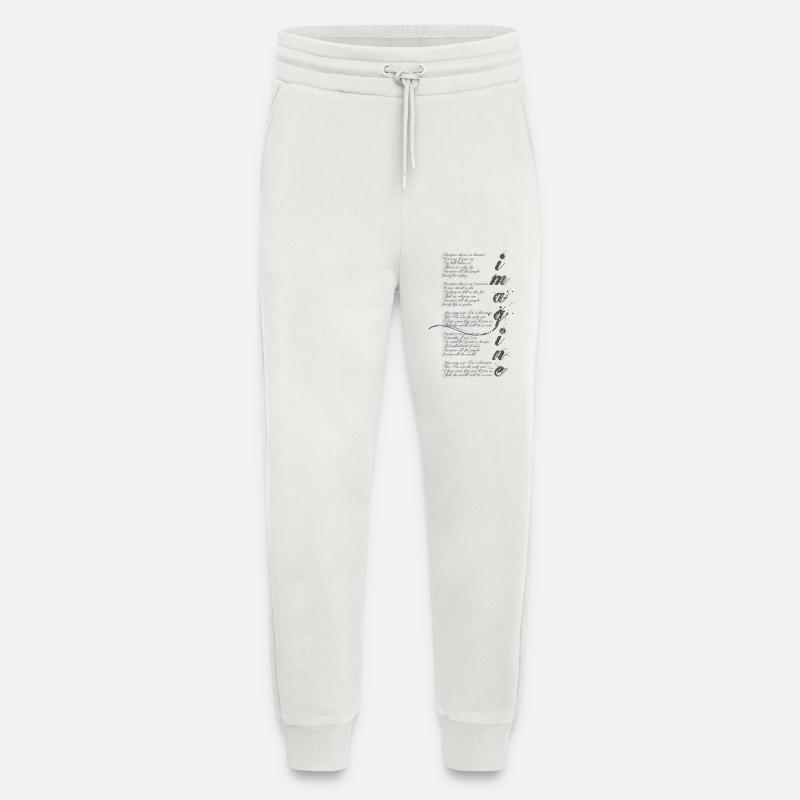 imagine - grafisches Peace-Zeichen & wahrem Text - Jogginghose - made by SPREAD - OFF WHITE