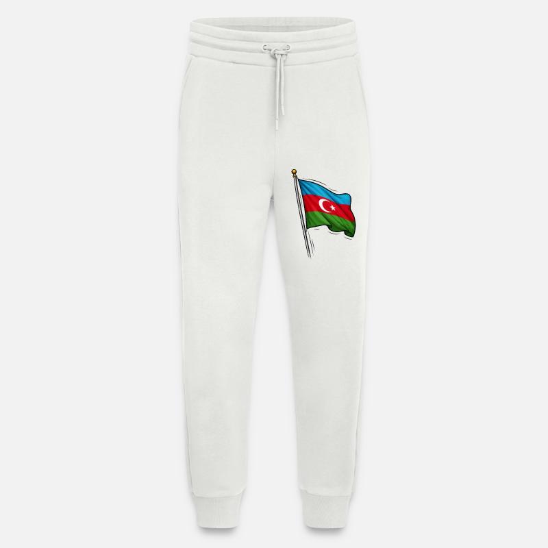 Conception du drapeau de l’Azerbaïdjan - Pantalon de jogging bio décontracté fabriqué en UE - OFF WHITE