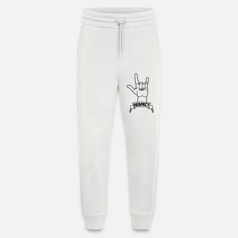 Hand gesture respect with text RESPECT - Jogging Pants - made by SPREAD  - OFF WHITE