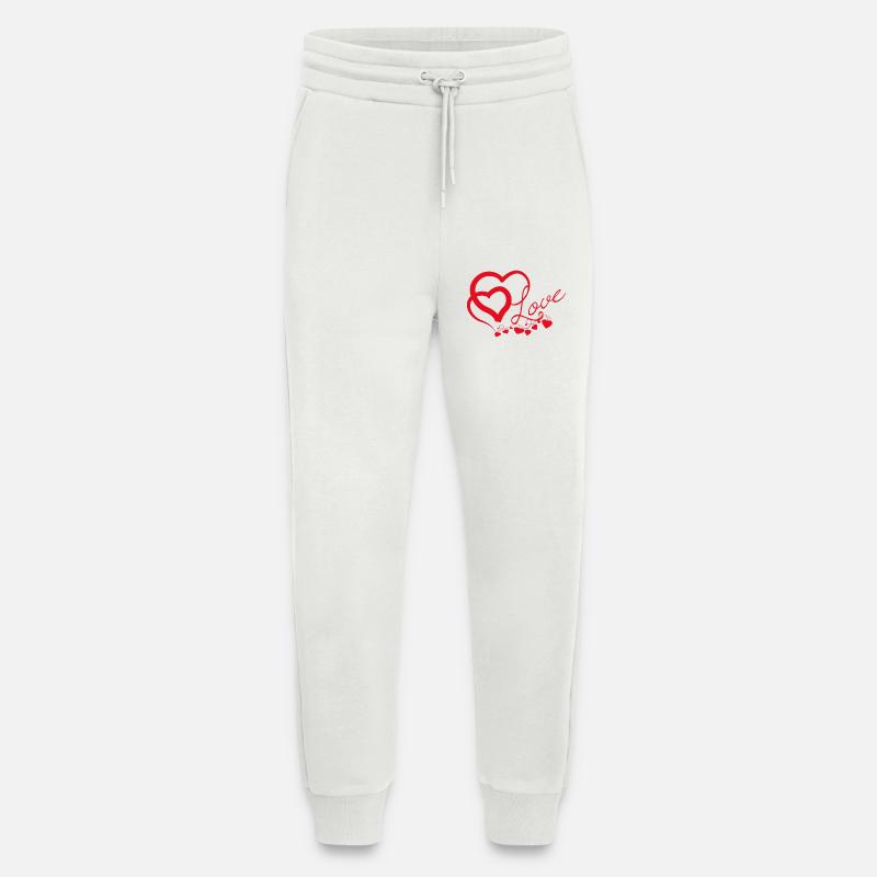 Cœurs entrelacés en Script Amoureux - Pantalon de jogging bio décontracté fabriqué en UE - OFF WHITE