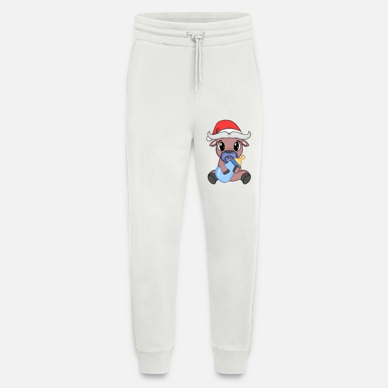 Bœuf bébé Noël - Pantalon de jogging bio décontracté fabriqué en UE - OFF WHITE